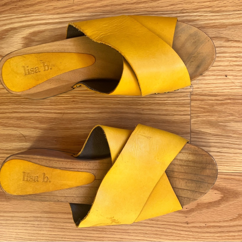 Women's Yellow Leather Mules
